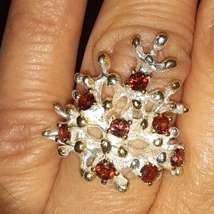Garnet Cluster Ring in Sterling Silver